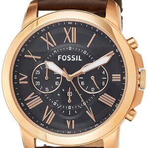 Fossil Men’s Grant Chronograph Watch – Rose Gold/Brown (Model FS5068IEM)